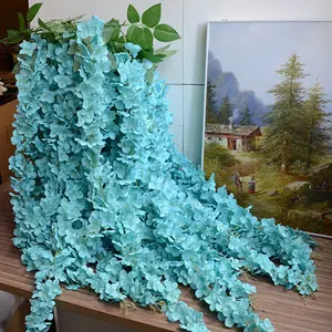 DIY casamento glicínias hortênsia simulação flor corda rattan casamento videira falsa parede pendurado artificial teto feijão flor