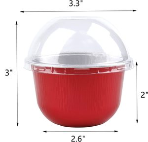 Contenedor Redondo de Aluminio Reciclable de 6 oz, Apto para Alimentos, Desechable, para Postres, con Tapa Abombada - Product Image 2