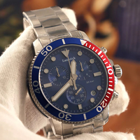 Элитные часы Seastars T120 с кварцевым механизмом, сапфировым стеклом, большим синим циферблатом 45,5 мм, механизмом ETA, водонепроницаемые, из нержавеющей стали