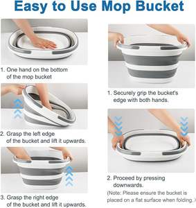 Cubo de fregado plegable con mango para limpieza, cubo de silicona cuadrado de 16L para limpieza de ventanas o lavado de coches - Product Image 4