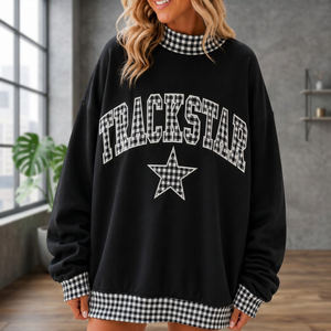 Sweat-shirt décontracté streetwear noir personnalisé pour femme, à capuche, long, oversize, en molleton de coton, avec appliques, pour l'hiver - Product Image 3