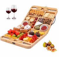 Planche à fromage pliable en stock, plateau de charcuterie portable pour fruits, pain, aliments cuits et beurre, planche de service et de découpe en bois