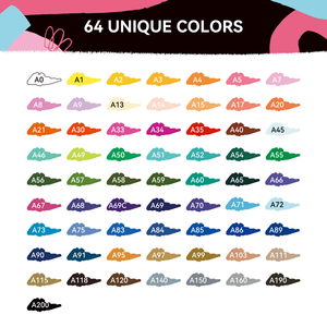 <span class=keywords><strong>Arrtx</strong></span> AACM-03-64C Marqueur acrylique de haute qualité 64 couleurs Marqueurs de peinture lavables à base d'eau à double pointe - Product Image 2