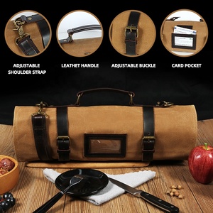 Changrong tùy chỉnh handmade đầu bếp của dao công cụ Túi tiện ích được bôi sáp lên vải cuộn lên với dây đai da OEM & ODM hỗ trợ - Product Image 3