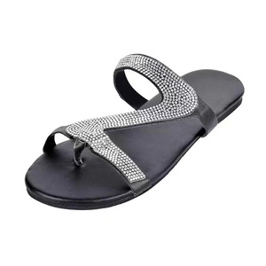 Women Open Toe Z Shaped Rhinestone <b>Flat</b> Slides Plus Size Summer Casual Daily <b>Sandals</b> - Product Image 6