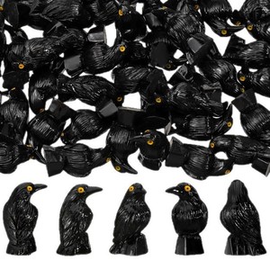 Set de Adornos de Resina Negros de Cuervos de Halloween, Hechos a Mano, Artísticos, Pintados a Mano, Pequeños, Decoración Temática de Animales - Product Image 5