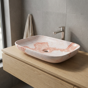 Radish <b>White</b> Modern Eco-Friendly Ceramic Countertop Hand Wash Basin Sink with Rectangular Basin for Hospital and Villa Use - Product Image 1