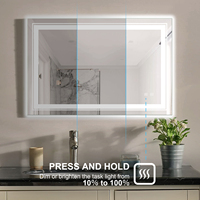 Miroir mural de salle de bain intelligent à LED, anti-buée, rectangulaire, éclairé, avec haut-parleur Bluetooth pour projets hôteliers