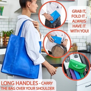 Bolsa de Compras Plegable de Color Personalizado, Gran Capacidad, Reutilizable, Bolso de Mano con Bolsillo, Impermeable, Ecológica, con Cordón - Product Image 4