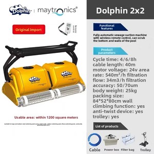 <span class=keywords><strong>Robot</strong></span> <span class=keywords><strong>aspirateur</strong></span> de <span class=keywords><strong>piscine</strong></span> <span class=keywords><strong>Dolphin</strong></span> 2x2 Pro Gyr, puissant, accessoires pour <span class=keywords><strong>piscine</strong></span>, sac filtrant, nettoyage portable automatique - Product Image 4