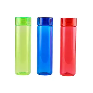 Botella de agua deportiva de plástico sin BPA, transparente, con logotipo personalizado impreso, venta al por mayor