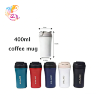 ZP 400ml en Stock Logo personnalisé petit mignon isolé à double paroi en acier inoxydable enfants école bouteille d'eau tasse à café avec couvercle