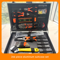 Juego de Herramientas Manuales de 266 Piezas para Reparación Profesional de Automóviles, Herramientas de Acero al Carbono con Estuche Rígido