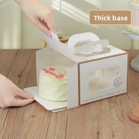 Boîte à gâteau d'anniversaire carrée durable en gros, 4/6/8 pouces, portable, style européen, avec fenêtre transparente, pour mousse et pâtisserie