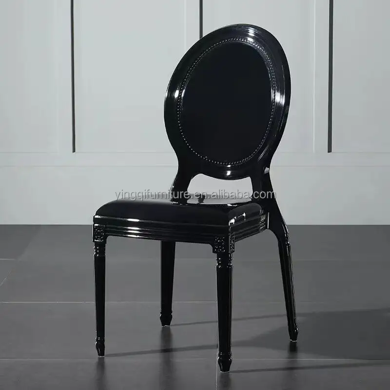 Cadeiras de banquete de hotel luxuoso preto plástico, cadeiras fantasma