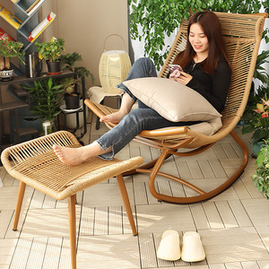 Sillas de salón para exteriores, tumbonas para adultos, balcón de ocio, mecedora, reclinable, mecedora tejida, silla de ratán para <span class=keywords><strong>siesta</strong></span> para ancianos - Product Image 3