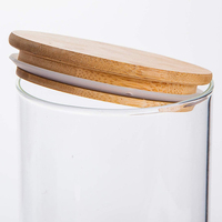 2024 nouveautés contenants alimentaires 1960ml 1360ml 1100ml 800ml cylindre haute borosilicate verre épices pot de stockage avec couvercle en bambou
