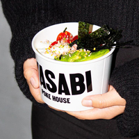 Bol d'emballage en papier kraft rond jetable traiteur fast food à emporter bol à soupe en papier épaissi gobelets en papier avec couvercle vente en gros