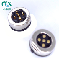 Connecteur magnétique CZX à double rangée de broches Pogo 5 broches mâle/femelle en cuivre avec grande ventouse ronde pour adaptateur de communication de données
