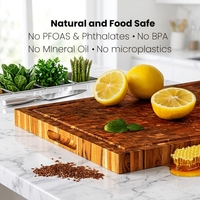 Planche à découper en bois d'acacia massif de 1,5 cm d'épaisseur, avec finition à la cire d'abeille, aux huiles de lin et de citron, idéale pour hacher