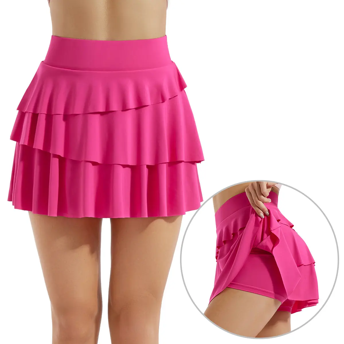 New Arrival Women Sports Skirts Cake Pleated Double Layer Shorts Quick Drying Skin Friendly Breathable Yoga Tennis Skirts