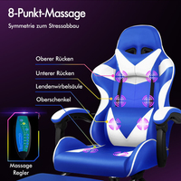Fauteuil de jeu professionnel personnalisé confortable bleu pour ordinateur PC, fauteuil inclinable OEM avec dossier et hauteur de siège réglables