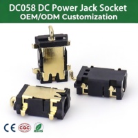Prise d'alimentation CC encastrée DC058 à 5 broches, plaquée or, 3,5x1,3 mm, pour montage sur circuit imprimé, femelle
