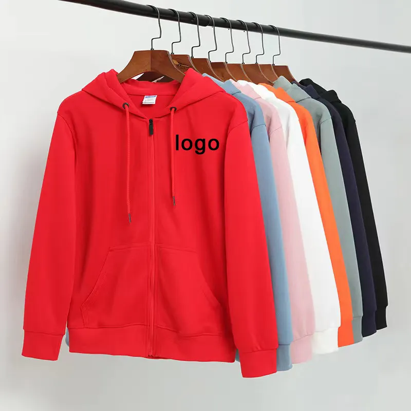 Wholesale High Quality Sportswear Custom Sweatshirts Cotton And Polyester Zipped Zip Up Hoodies