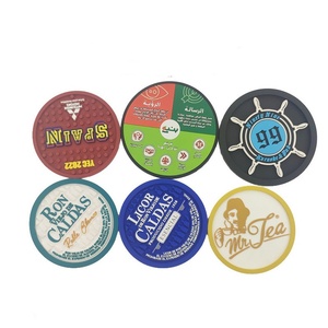 Precio de fábrica impermeable resistente al calor PVC goma de silicona café bebida cerveza Coster redondo colorido taza posavasos con logotipo personalizado - Product Image 1