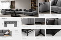 Canapé modulaire en tissu moderne de luxe, taille et couleur personnalisées pour villa, maison, appartement, salon