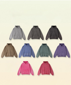 H5567 Nouveautés Vente en gros Personnalisé Épais 450 g/m² Sweats à capuche doublés en molleton bouclette effet délavé à l'acide - Product Image 4