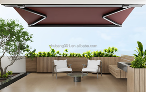 Sang trọng 4x4 Acrylic Heavy-Duty cơ giới mái hiên tán 5m chiếu điều khiển từ xa có thể điều chỉnh góc vườn ngoài trời dù để che nắng - Product Image 6