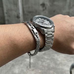 Vintage Niche <strong>Zipper</strong> Design Curved Plate Stainless Steel Mesh Chain <strong>Bracelet</strong> with Extension Chain Mens <strong>Bracelet</strong> Jewelry - Product Image 6