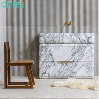 HZX Pierre de marbre blanc Arabescato italien de qualité supérieure pour lavabo de salle de bain avec vasque moderne autoportant