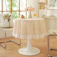 Nappe en dentelle vintage écologique de style français, anti-poussière, couleur unie, luxe léger, romantique, design personnalisable, pour salle à manger/café