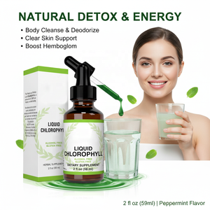 Gouttes de chlorophylle liquide 59 ml, saveur menthe, stimulant d'énergie naturel, antioxydant, détoxifiant pour la peau, soutien immunitaire pour adultes, déodorant interne - Product Image 1