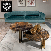 Table basse moderne et créative en marbre et acier inoxydable pour salon, avec taille personnalisée et service OEM/ODM
