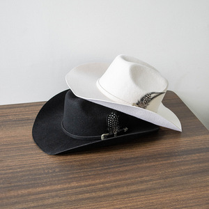Wholesale Luxury High Quality Customize Old School Camo Felt Bulk Australia Wool <strong>Wooly</strong> Vintage Cowboy <strong>Men</strong> <strong>Hat</strong> With Feather Band - Product Image 1