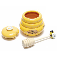 Mini pot à miel en céramique en forme de ruche et cuillère en bois, décoration d'intérieur, cuisine, écologique, multifonction, classique, pour boissons