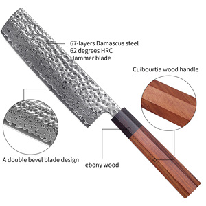 Coltello da <span class=keywords><strong>Chef</strong></span> Paudin Stile Giapponese 8" in Acciaio Damasco 10Cr15 a 67 Strati con Manico in Palissandro, Coltello da Cucina in Acciaio al Carbonio per Carne, Verdure e Uso da Macellaio - Product Image 3