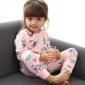 Vente en gros de pyjamas pour enfants en bambou personnalisés, à manches longues, design de dessins animés, 100% coton, vêtements de nuit pour filles - Product Image 3