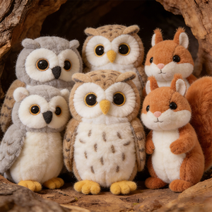 Giocattoli di <span class=keywords><strong>Peluche</strong></span> a Tema Foresta con Gufo e Scoiattolo, Imbottiti in Cotone PP, Design Personalizzato, Basso MOQ, per Bambini, Antistress - Product Image 1