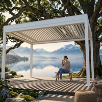 Pergola en aluminium polyvalente Sweet Home 4x4, toit rétractable motorisé, auvent extérieur, gazebo, protection contre l'eau, éclairage LED latéral