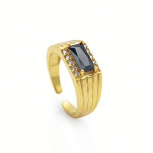 Chris April Black Onyx Zegel Verstelbare Nugget Ringen Verguld 925 Sterling Zilver - Product Image 3