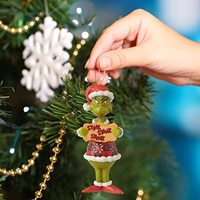 Décorations de Noël en acrylique, poupées vertes amusantes et mignonnes, pendentifs de Noël suspendus, ornements de Noël plats 2D