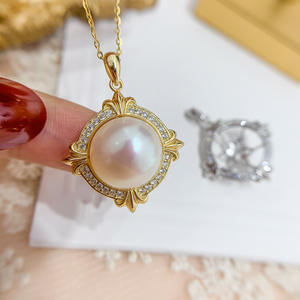 Colgante de Plata S925, Soporte Vacío para Collar, Precioso Colgante para Perlas de 12-14 mm, Accesorios para Perlas DIY, Dijes para Perlas, Modelo - Product Image 2