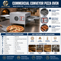Four à pizza automatique à convoyeur, four à pizza électrique commercial en acier inoxydable, four à pizza tunnel pour restaurant, pizzeria, boulangerie