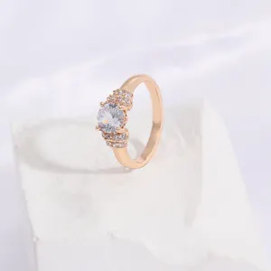 Anel de noivado, joia feminina 18k ouro anel de casamento conjunto