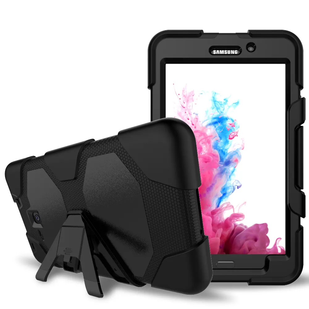 Tam vücut koruma Tablet Samsung kılıfı Galaxy Tab bir 7.0 inç T280 T285 dahili ekran koruyucu + Kickstand kapak