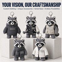 Porte-clés en peluche Raccoon personnalisé, cadeau promotionnel, cadeau de culture d'entreprise, personnage original d'usine, OEM ODM, technologie IA